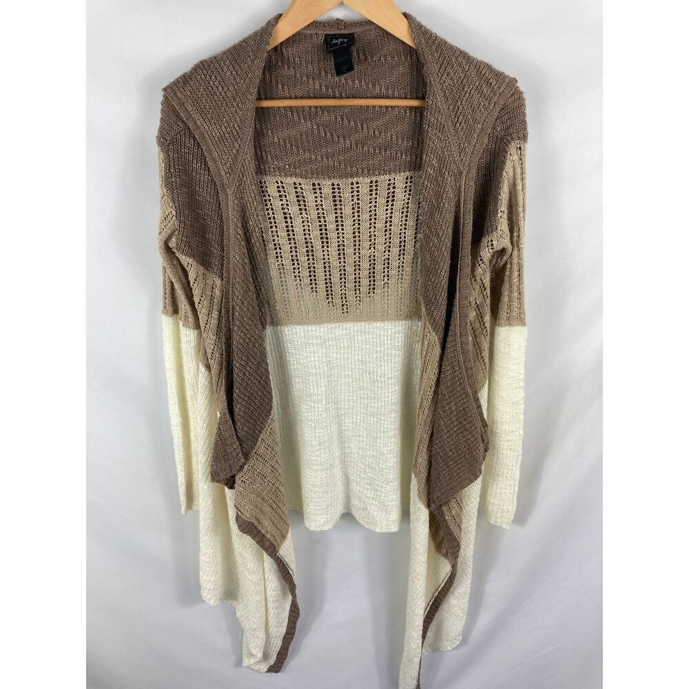 Daytrip Draped Front Knit Brown Cardigan Size Small